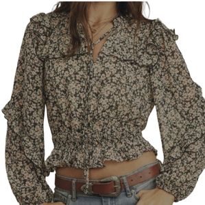 Dress Forum Floral Blouse Crop Long Sleeve. Size Small